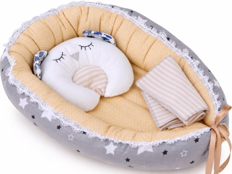 Lalka Bobas 40 cm + Nosidełko Poduszka Kocyk Zestaw do zabawy w dom ZA6622