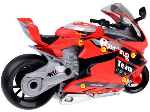 Motocykl do Skręcania Warsztat 59 Elementów Silnik Światło Dźwięk ZA6451