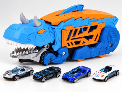 Rozkładane auto 2w1 DINOZAUR garaż zjada pojazdy + znaki i resoraki ZA6595
