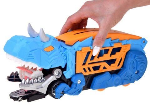 Rozkładane auto 2w1 DINOZAUR garaż zjada pojazdy + znaki i resoraki ZA6595