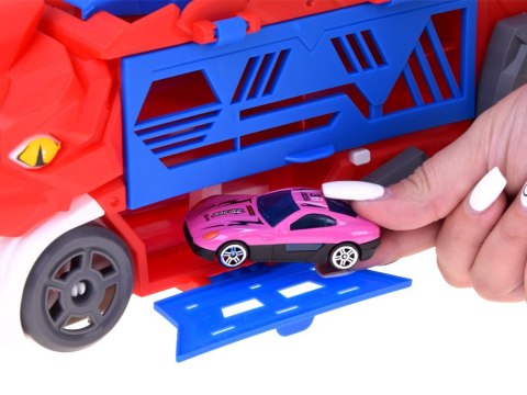 Rozkładane auto 2w1 DINOZAUR i garaż wyrzutnia + znaki i resoraki ZA6616