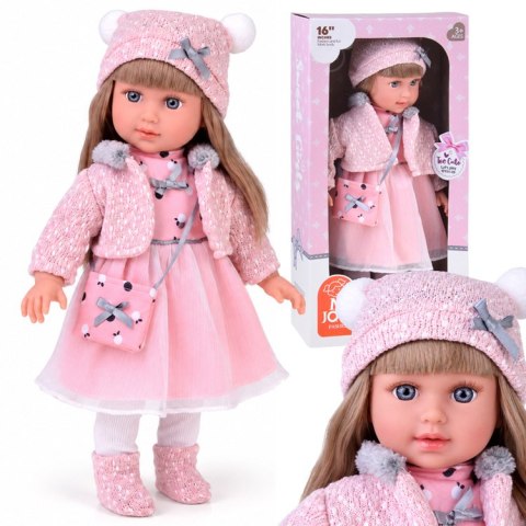 Urocza Lalka 43 cm z długimi włosami, w różowej sukience, kurteczce ZA6442