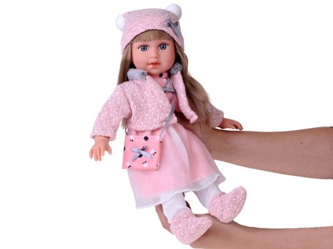 Urocza Lalka 43 cm z długimi włosami, w różowej sukience, kurteczce ZA6442