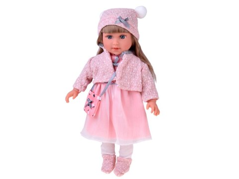 Urocza Lalka 43 cm z długimi włosami, w różowej sukience, kurteczce ZA6442