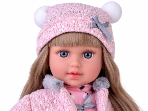 Urocza Lalka 43 cm z długimi włosami, w różowej sukience, kurteczce ZA6442