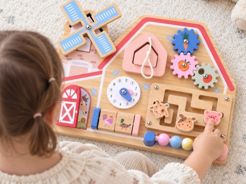 Drewniana Tablica Manipulacyjna Farma Domek sensoryczny labirynt ZA6485