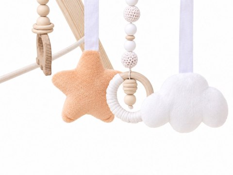 Drewniany Stojak Edukacyjny Baby Gym z 5 zawieszkami dla niemowląt ZA6490