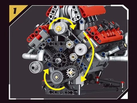 Klocki techniczne Zbuduj SILNIK V8 na akumulator interaktywny 653ele ZA6371