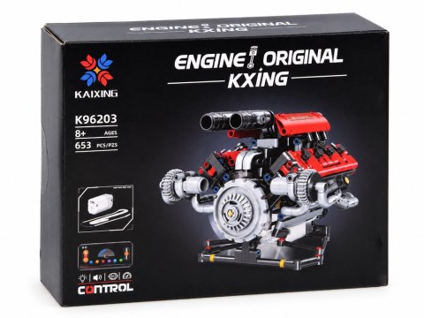 Klocki techniczne Zbuduj SILNIK V8 na akumulator interaktywny 653ele ZA6371