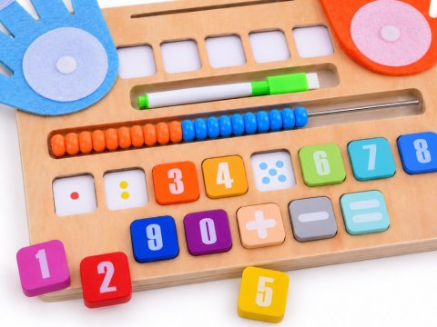 MATEMATYKA Drewniany zestaw do nauki liczenia Tablica + karty zadań ZA6245