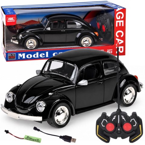 Samochód zdalnie sterowany RC Garbus Retro 1:16 czarny pilot 27 MHz RC0759