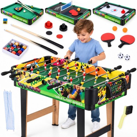 Stół do gier 4w1 - piłkarzyki, cymbergaj, bilard, ping-pong GR0843