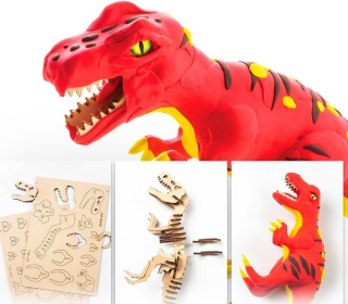 Puzzle 3D Dinozaur T-REX Robotime + modelina