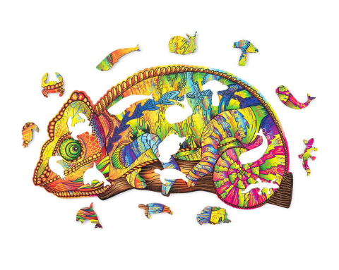 Puzzle drewniane układanki PREMIUM Kameleon