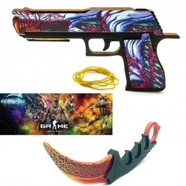 Pistolet na gumki i nóż CS GO Zestaw LORE dla dzieci Pistolet na gumki i nóż CS GO Zestaw LORE dla dzieci