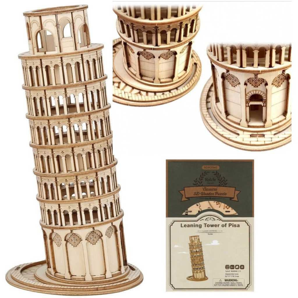 Puzzle 3D Krzywa Wieża Robotime drewniana