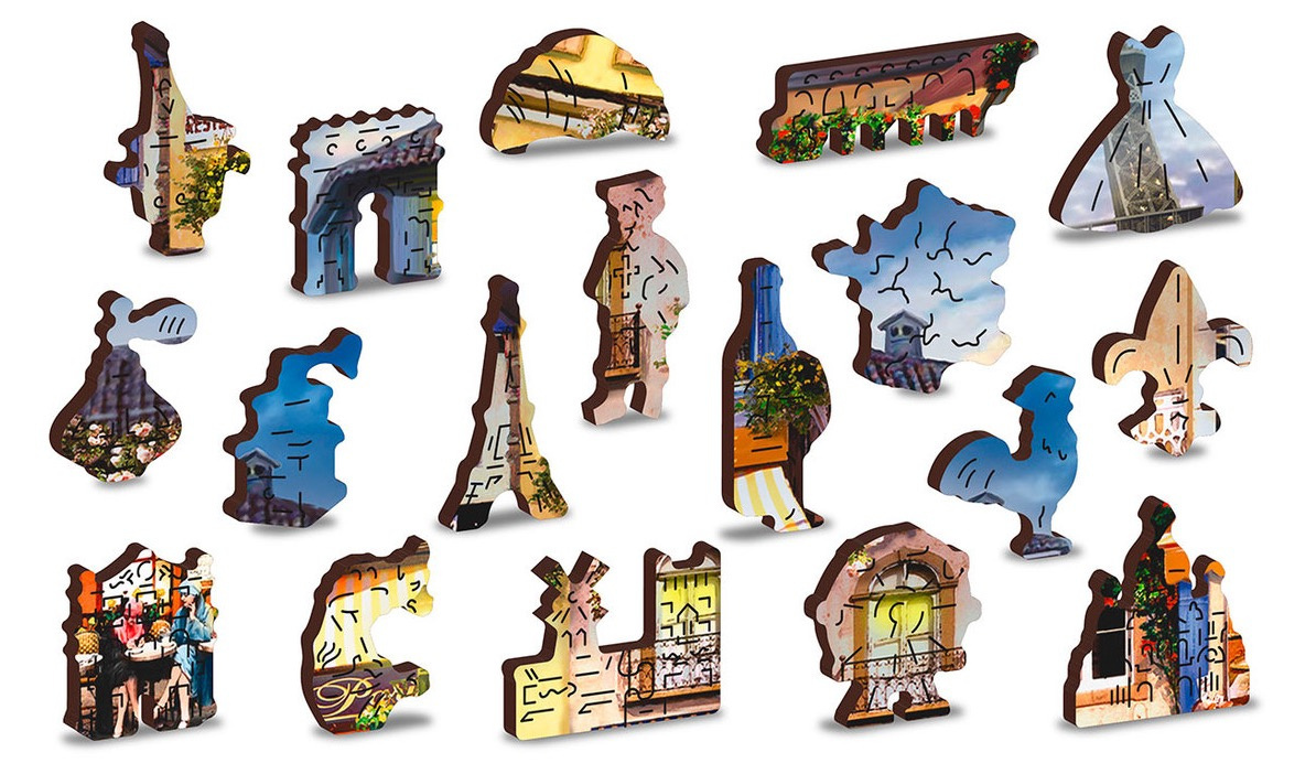 Puzzle drewniane układanki Romantyczny Paryż rozmiar M