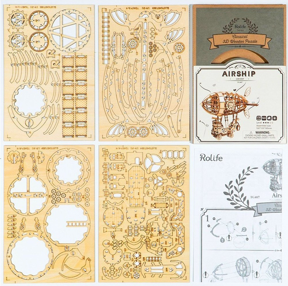 Puzzle 3D Statek Powietrzny Robotime drewniany Puzzle 3D Statek Powietrzny Robotime drewniany