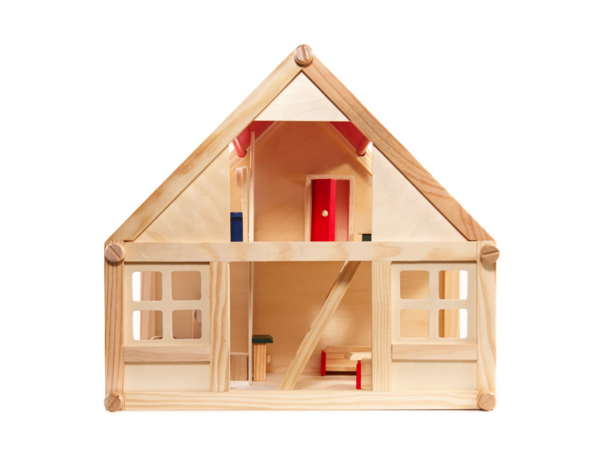 Drewniany domek dla lalek do składania Montessori