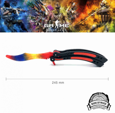 Nóż CS GO MARBLE FADE motylkowy drewniany