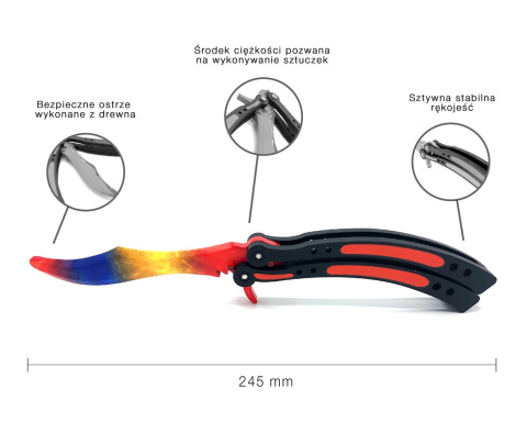 Nóż CS GO MARBLE FADE motylkowy drewniany