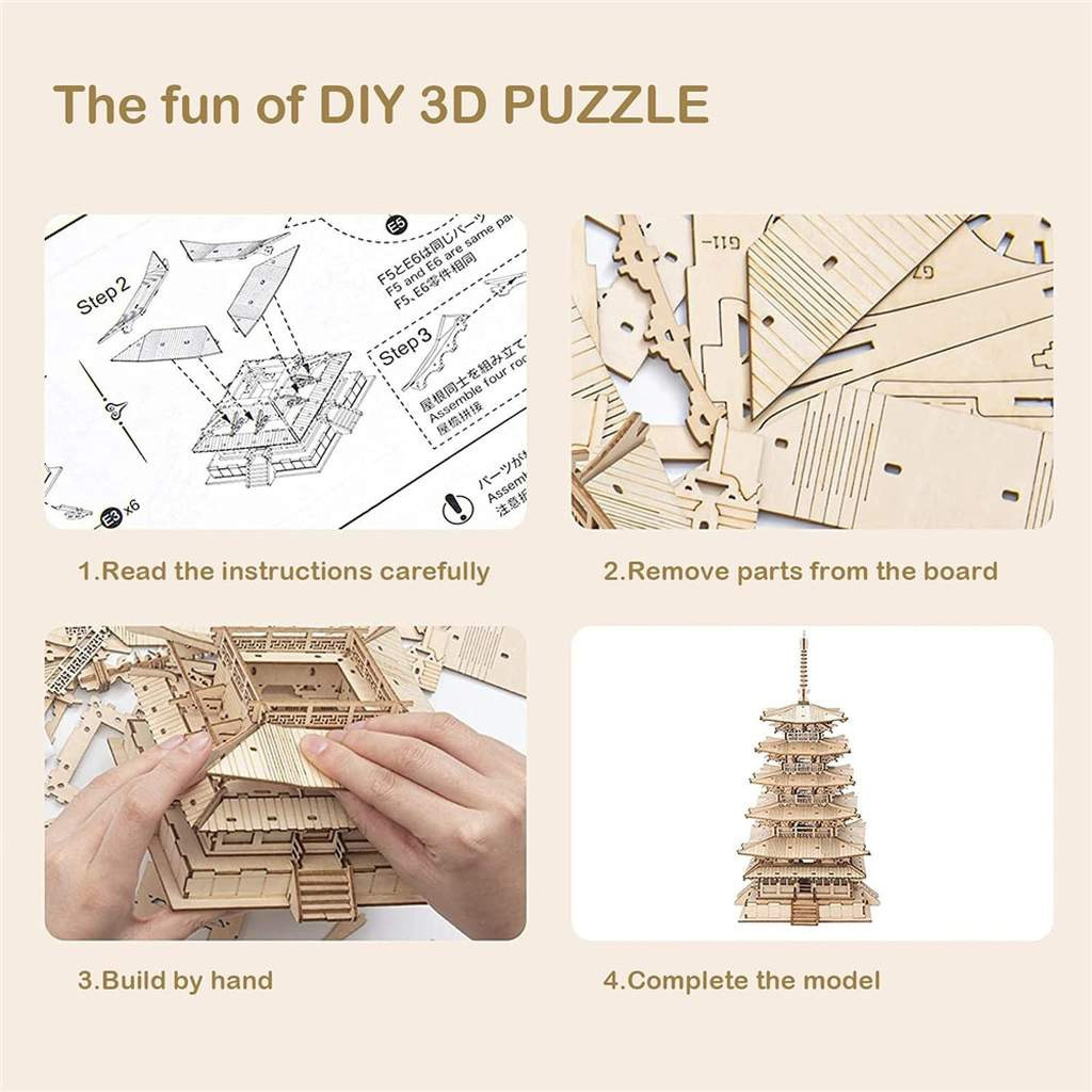 Puzzle 3D Pagoda Robotime drewniana