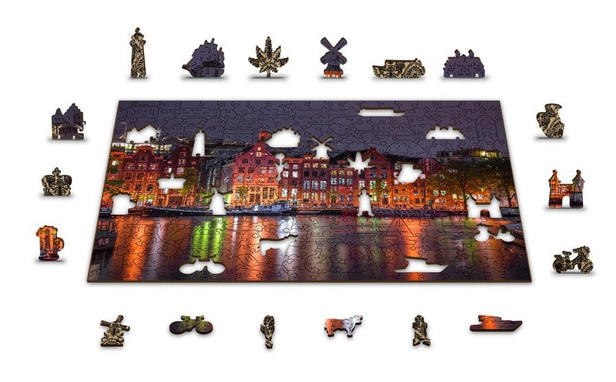 Puzzle drewniane układanki Nocne Miasto rozmiar L