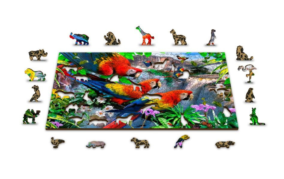 Puzzle drewniane układanki Papugi rozmiar L