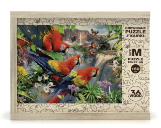 Puzzle drewniane układanki PAPUGI rozmiar M