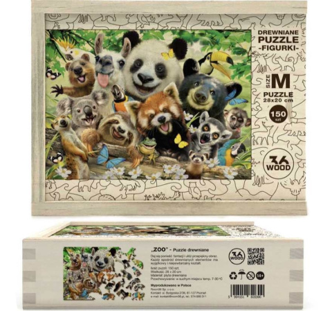 Puzzle drewniane układanki Przyjaciele z ZOO rozmiar M