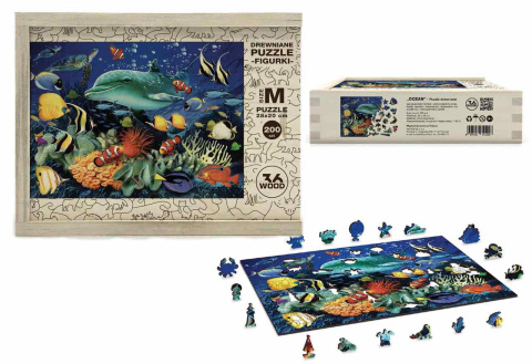 Puzzle drewniane układanki Premium ZWIERZĘTA OCEANU rozmiar M