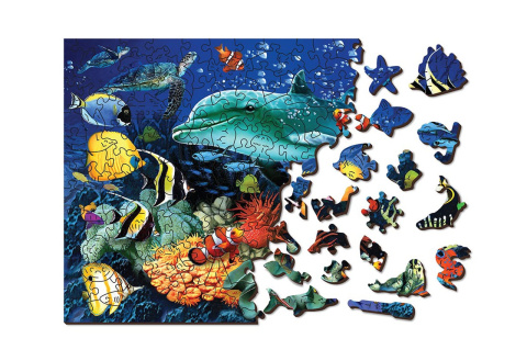 Puzzle drewniane układanki Premium ZWIERZĘTA OCEANU rozmiar M