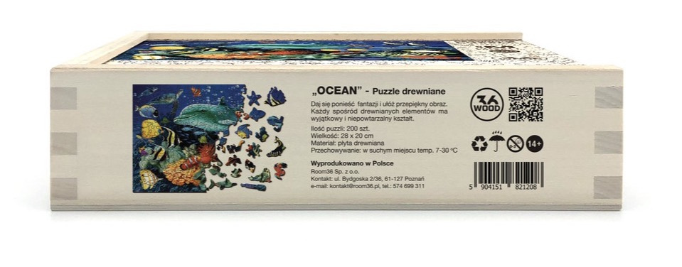 Puzzle drewniane układanki ZWIERZĘTA OCEANU rozmiar M