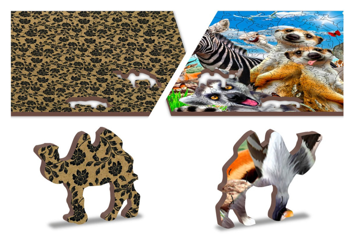 Puzzle drewniane układanki Zwierzęta z Madagaskaru rozmiar S