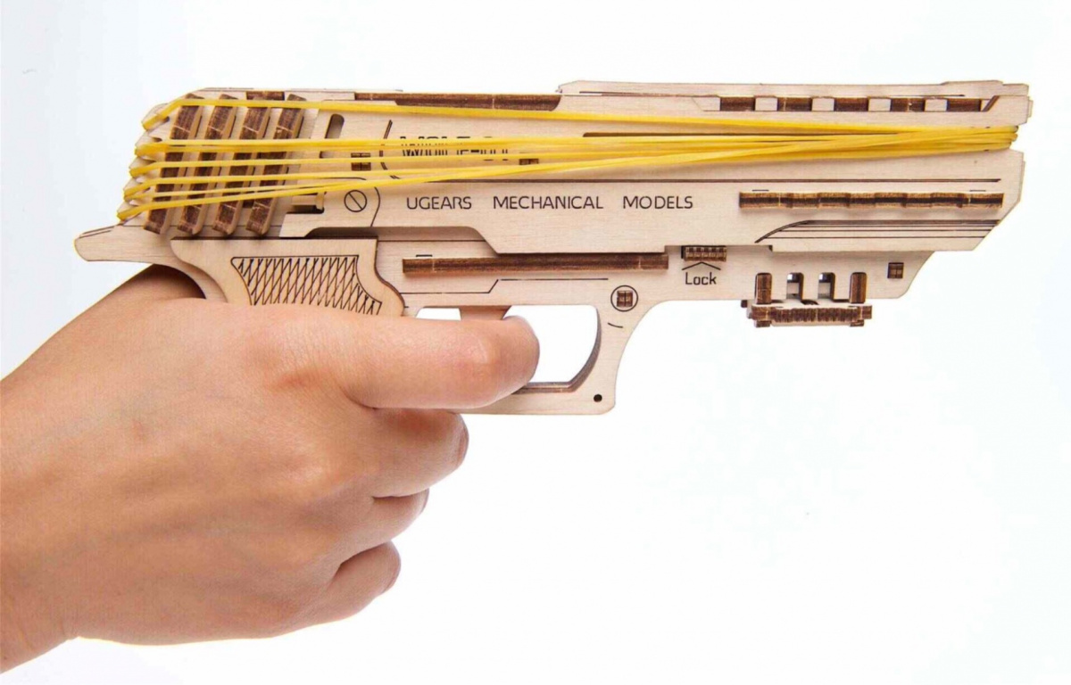 Puzzle 3D Pistolet WOLF-01 na gumki Ugears Puzzle 3D Pistolet WOLF-01 na gumki Ugears