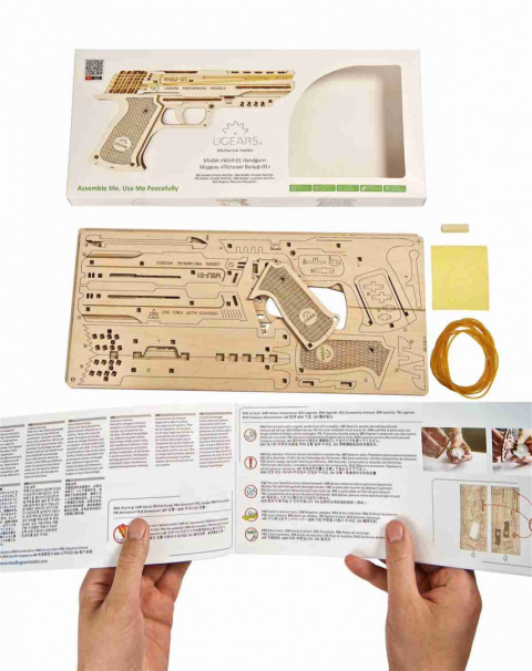 Puzzle 3D Pistolet WOLF-01 na gumki Ugears