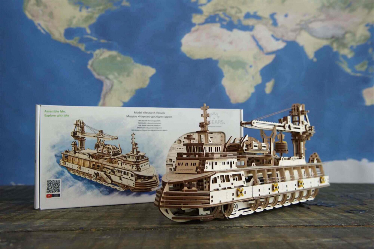 Puzzle 3D Statek badawczy Ugears drewniany Puzzle 3D Statek badawczy Ugears drewniany