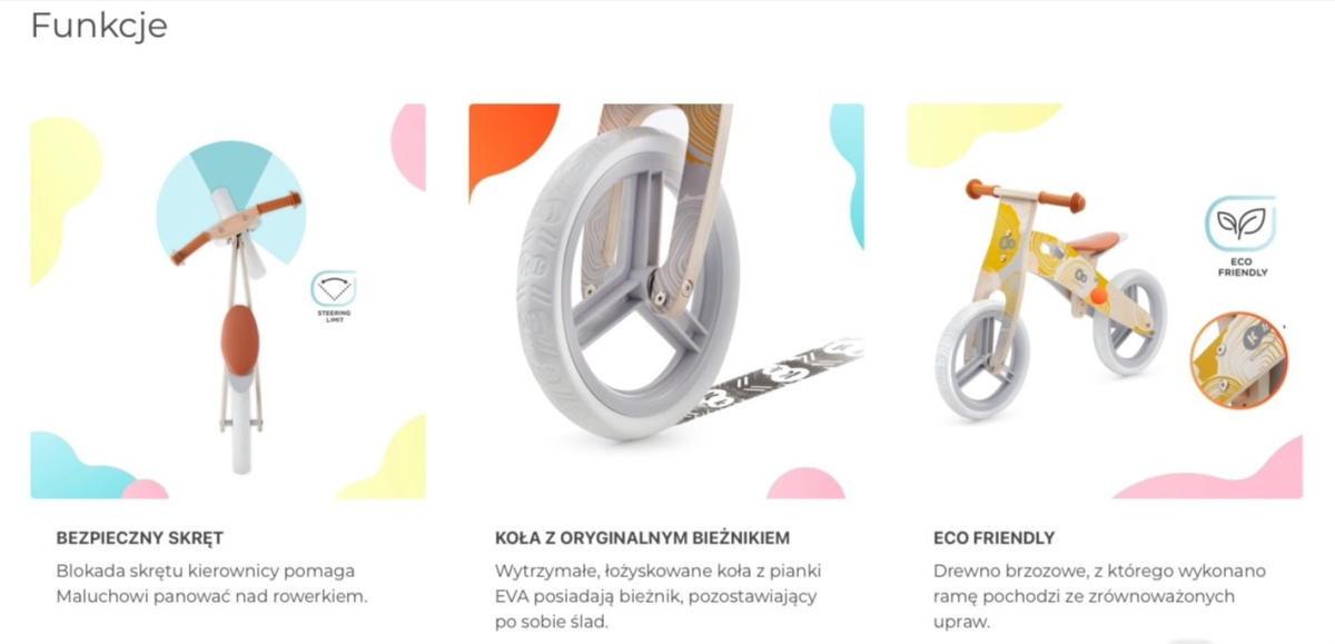 Rowerek biegowy drewniany Kinderkraft żółty Rowerek biegowy drewniany Kinderkraft żółty