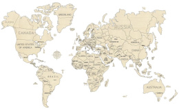 Drewniana Mapa Świata na ścianę 200x120 cm