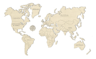 Drewniana Mapa Świata na ścianę 57x38 cm