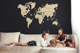 Drewniana Mapa Świata na ścianę 57x38 cm