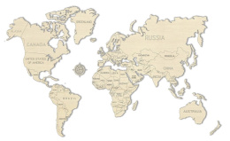 Drewniana Mapa Świata na ścianę 83x55 cm