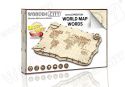 Drewniana Mapa Świata na ścianę Words 34x23 cm