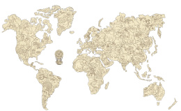 Drewniana Mapa Świata na ścianę Zwierzęta 57x38 cm