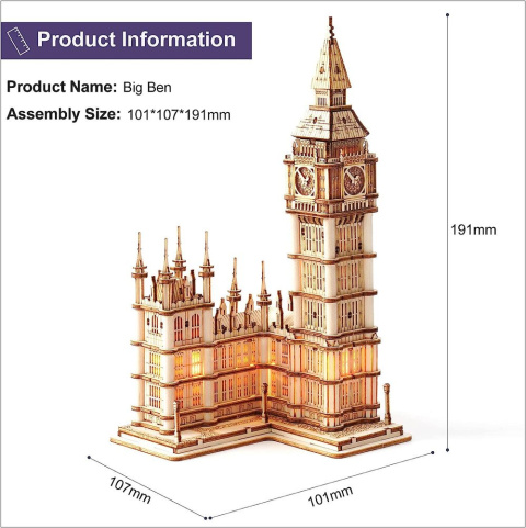 Puzzle 3D BIG BEN Robotime drewniany