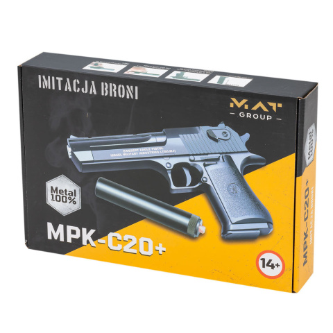 Pistolet na kulki typ Desert-Eagle z tłumikiem + granat 800 kulek Pistolet na kulki typ Desert-Eagle z tłumikiem + granat 800 kulek