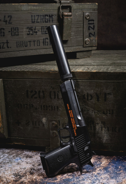 Pistolet na kulki typ Desert-Eagle z tłumikiem + granat 800 kulek Pistolet na kulki typ Desert-Eagle z tłumikiem + granat 800 kulek