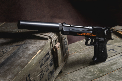 Pistolet na kulki typ Desert-Eagle z tłumikiem + granat 800 kulek Pistolet na kulki typ Desert-Eagle z tłumikiem + granat 800 kulek