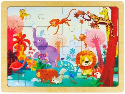 Puzzle drewniane Kolorowe Zwierzęta 24 szt.