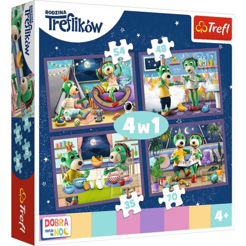 Puzzle 4w1 Dobranoc, Trefliki na noc Wieczorne rytuały Treflików | Trefl Puzzle 4w1 Dobranoc, Trefliki na noc Wieczorne rytuały Treflików | Trefl
